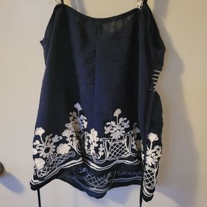Navy blue embroidered tank top HeartSoul